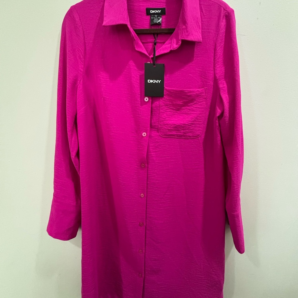 DKNY Fuchsia Long Sleeve Dress
